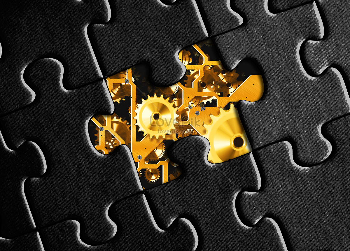 Solve the problem, idea, connection, gears Background image