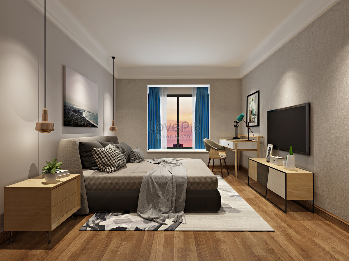 rendering desain interior  kamar tidur gaya  minimalis  