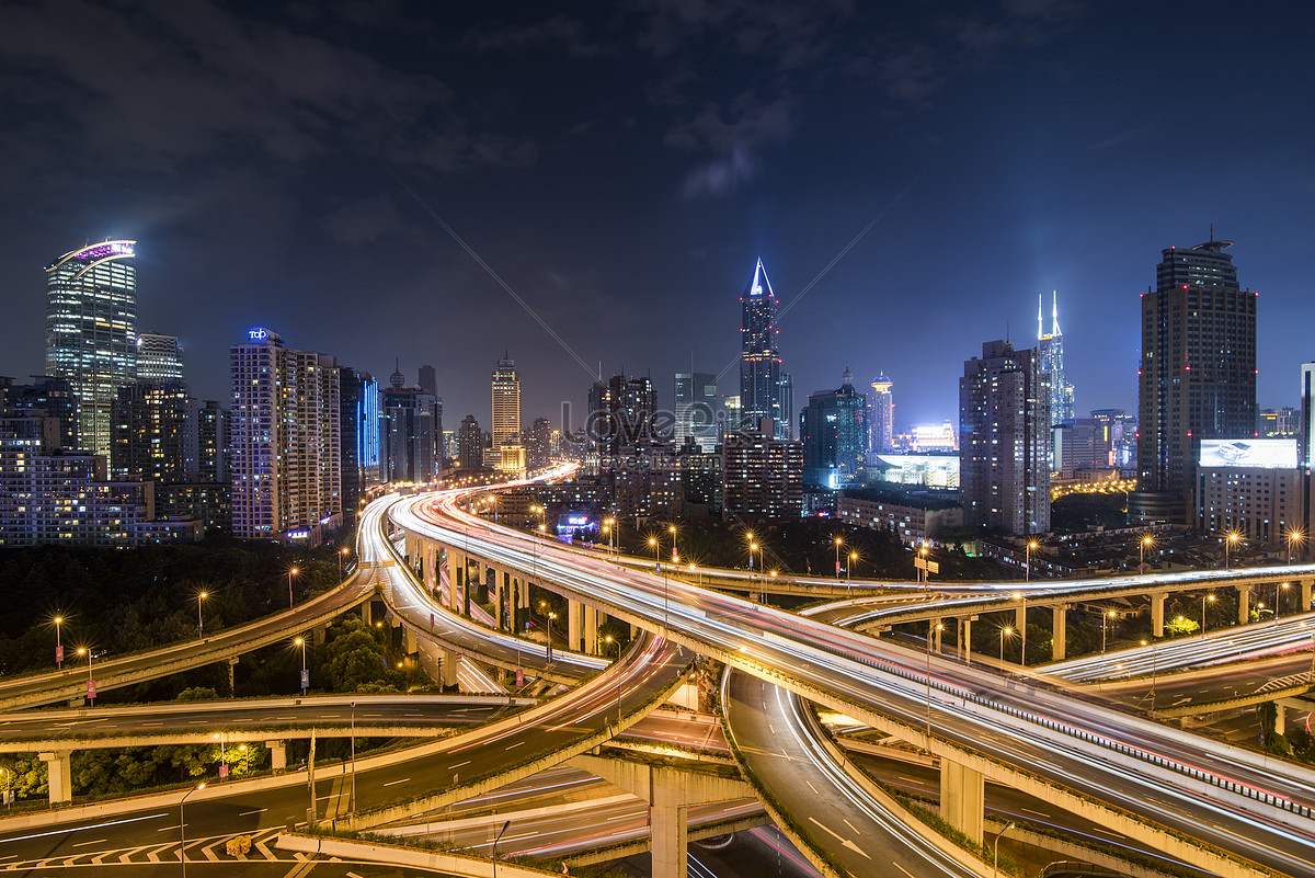 pemandangan malam kota shanghai modern gambar unduh gratis 