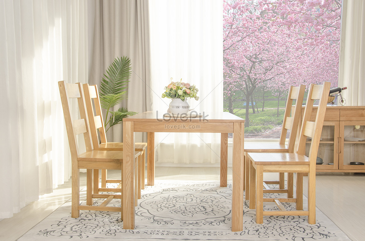 Nordic Japanese Simplified Solid Wood Furniture Photography Gambar