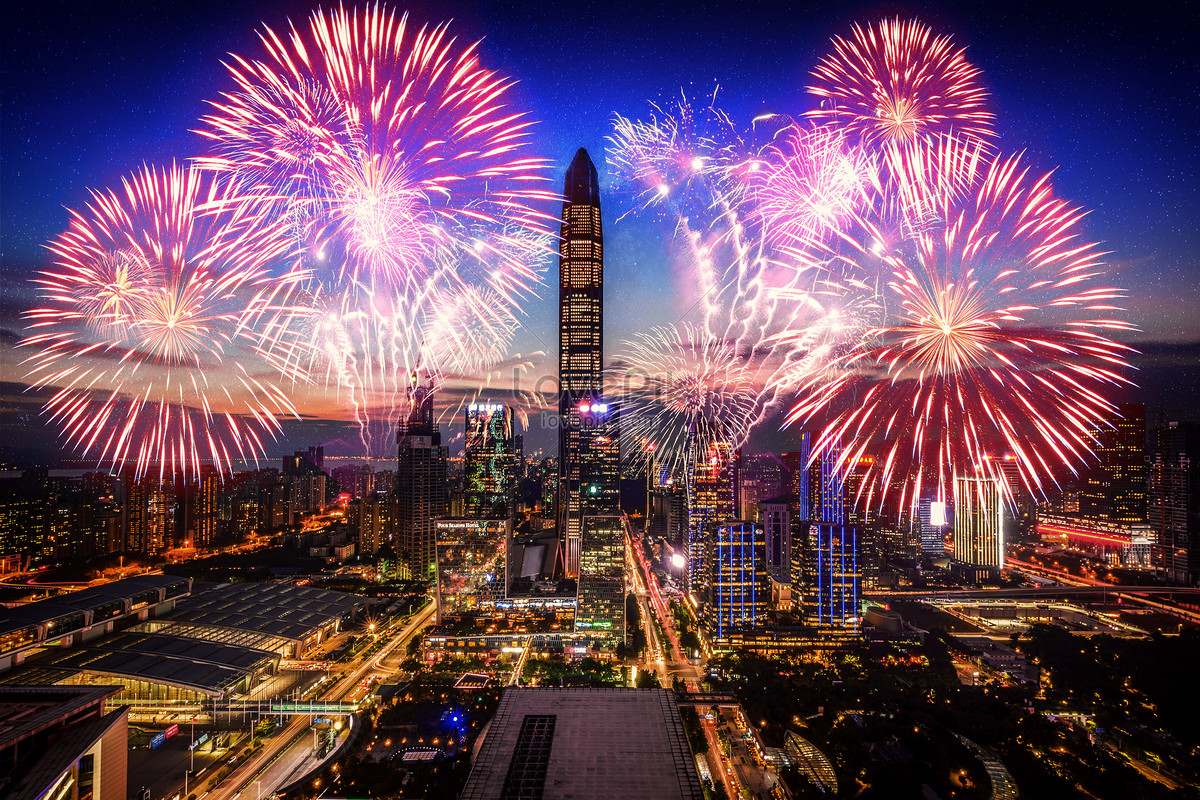 City fireworks creative image_picture free download