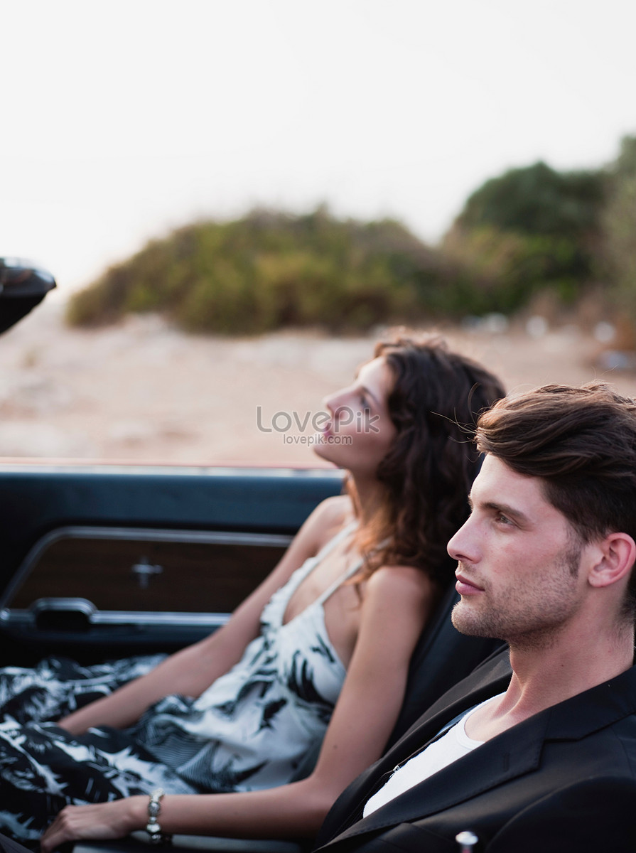 Young Couple Car Bonnet Kissing Chilao Campgrounds Los Angeles