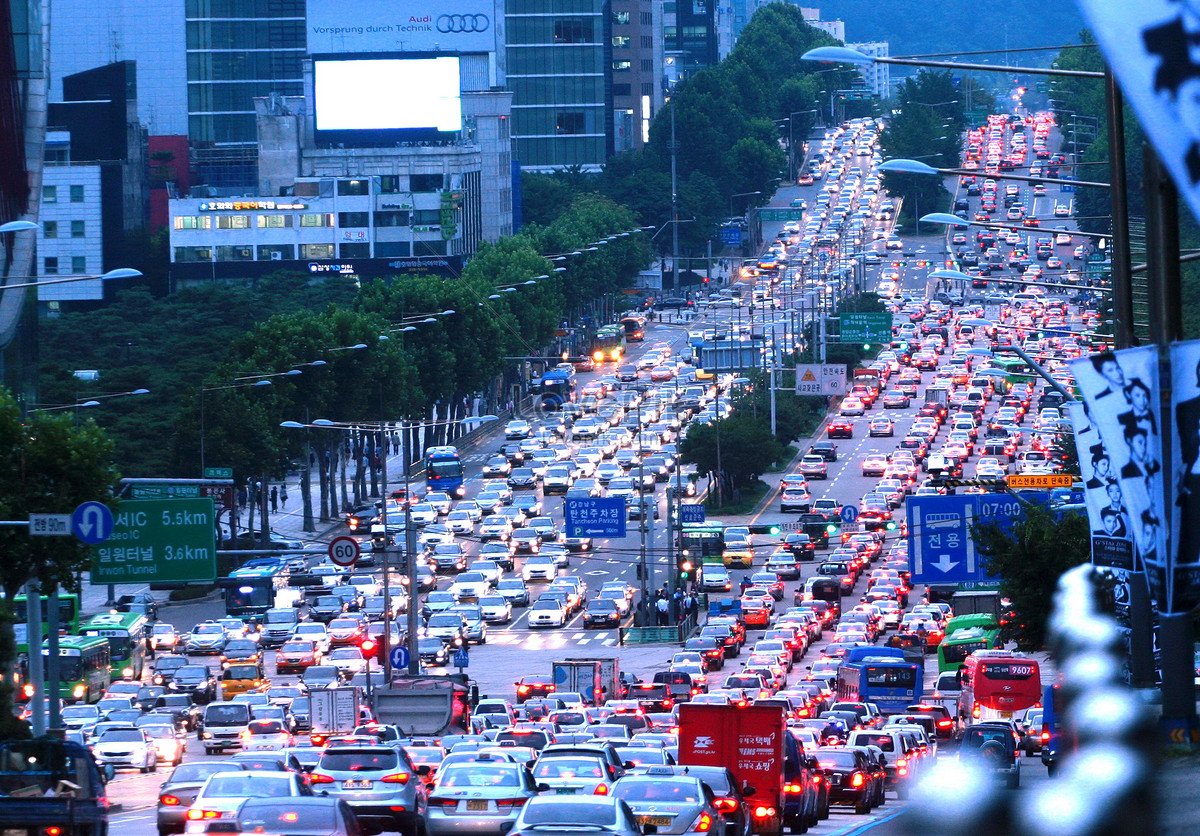 Traffic Jam At Dusk In Seoul South Korea Picture And HD Photos | Free