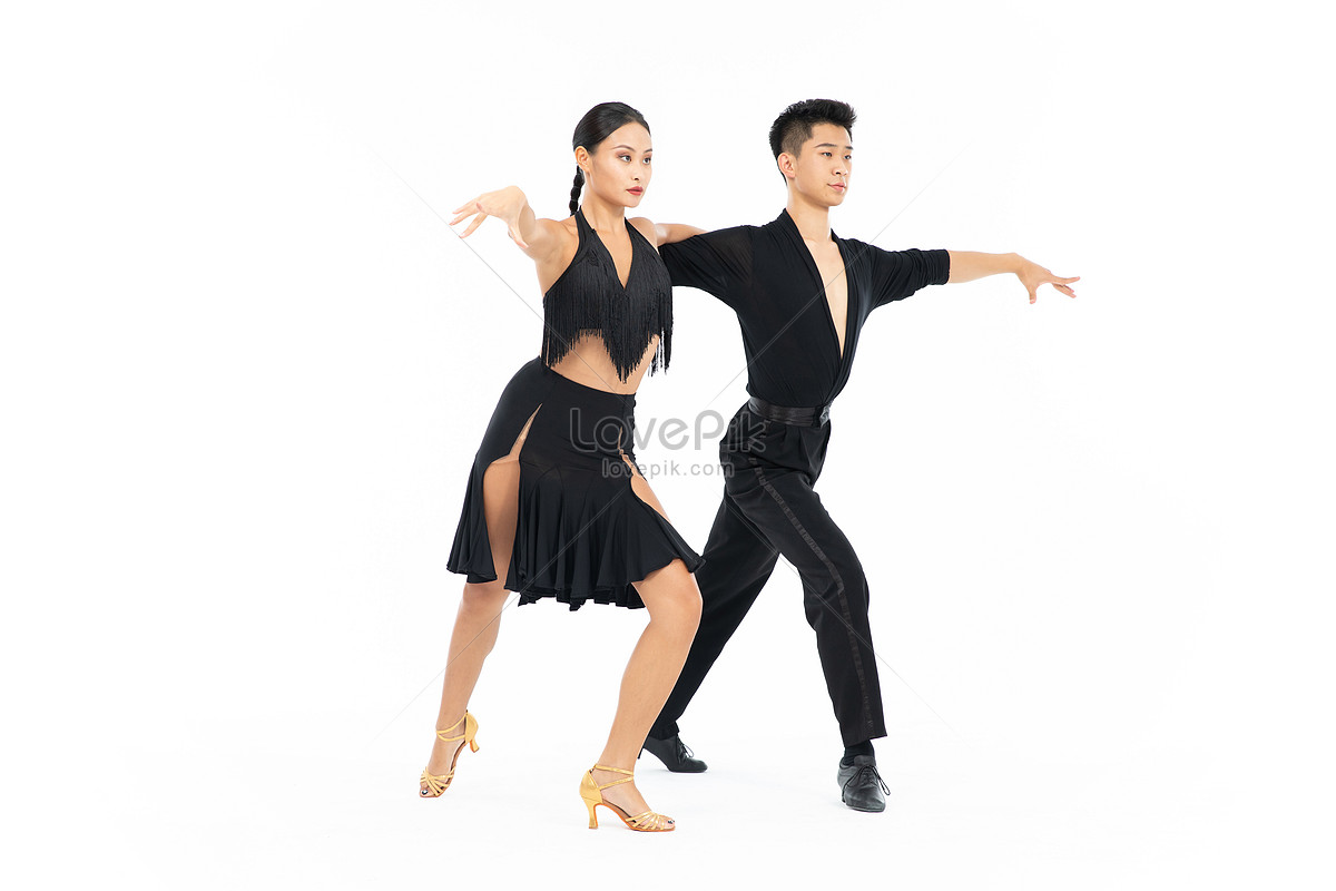 beautiful ballroom dance couple in a dance pose isolated on white Stock  Photo | Adobe Stock