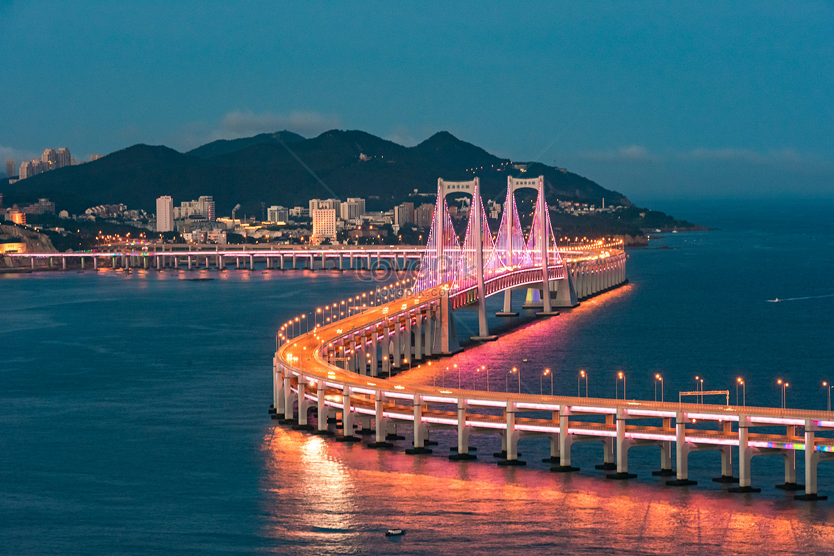 Dalian City Scenery Bridge Night Scenery Picture And HD Photos | Free ...