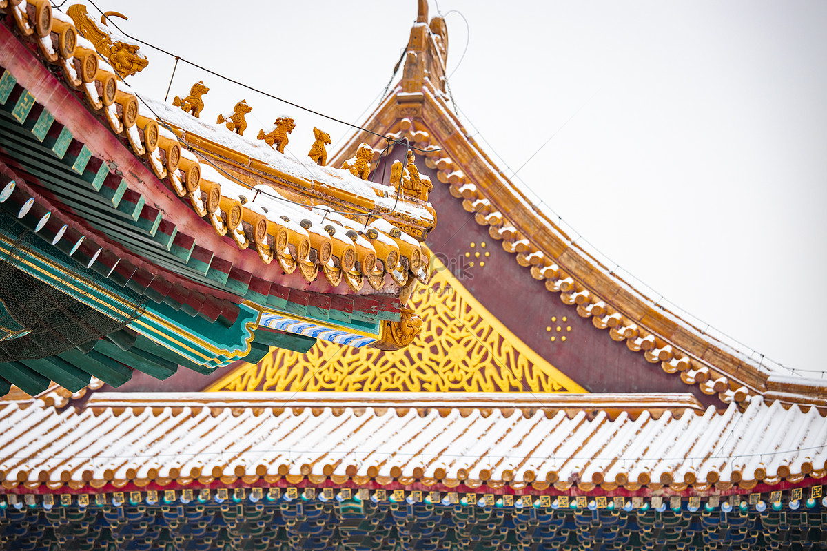 Glazed Tiles On The Roof Of The Forbidden City In Beijing Covered With 