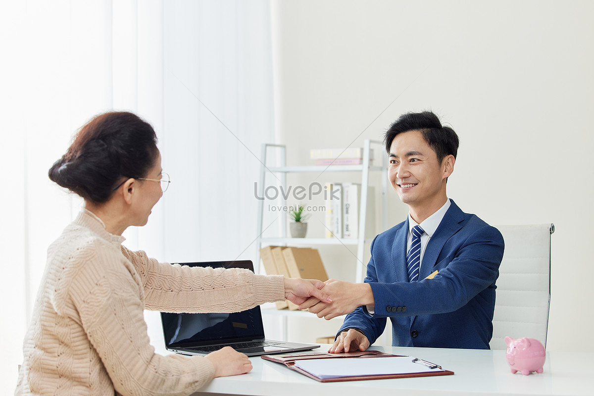 Financial advisor shaking hands with customer, plan, assurance, cooperation...