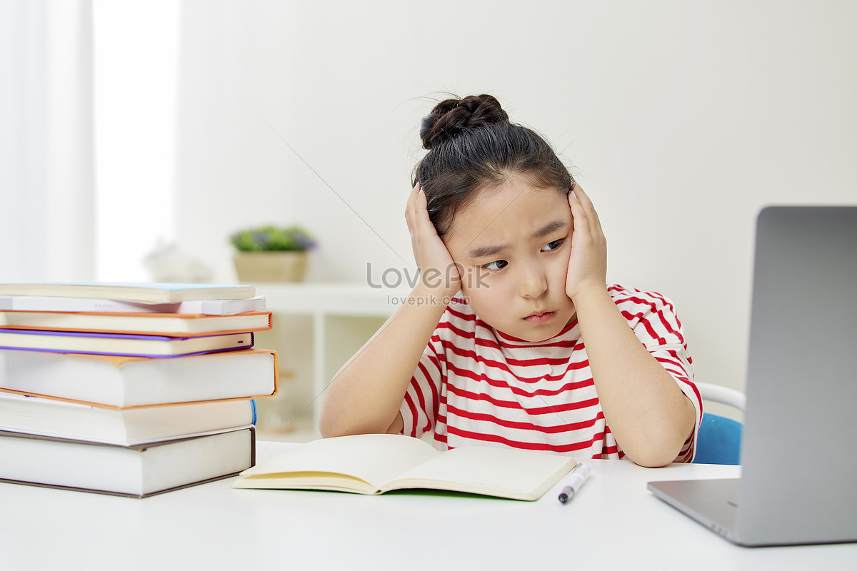 Little Girl Studying Under Pressure Picture And HD Photos | Free ...