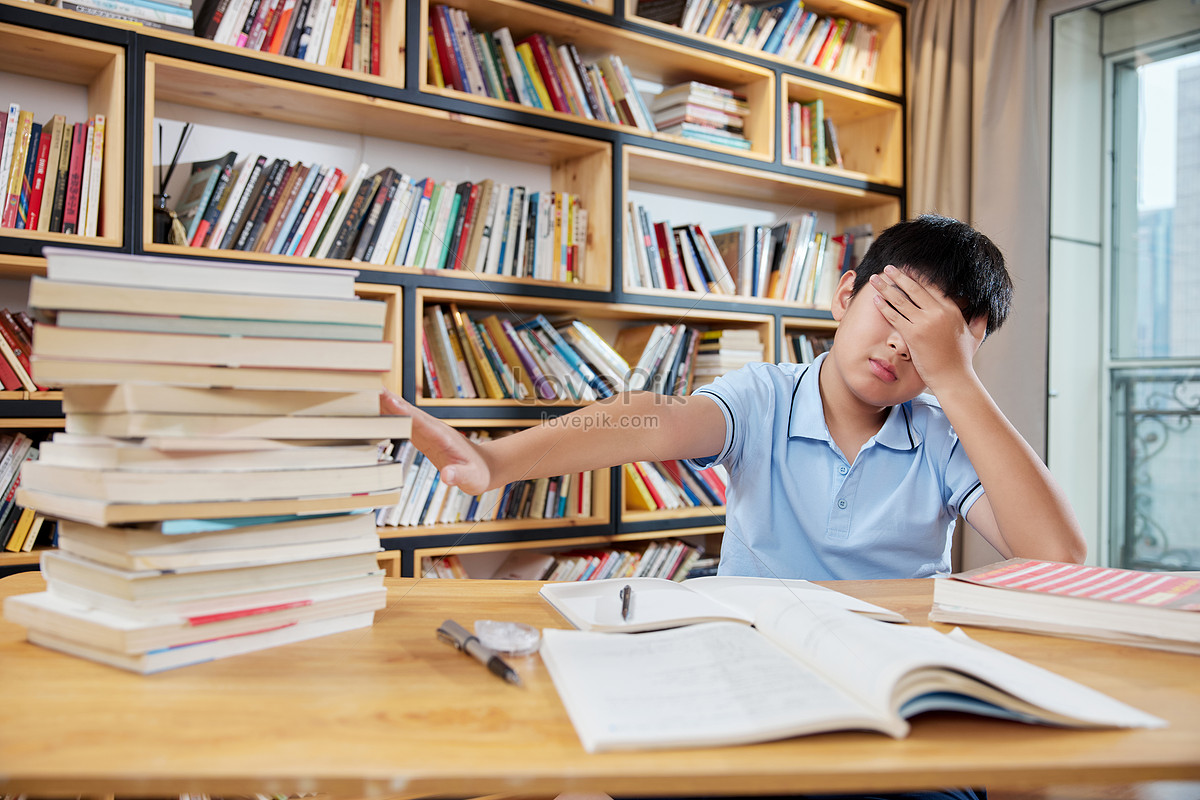 Study-weary children resist doing homework Photo